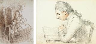 William Hoare of Bath, R.A. - Study of a young academic, half-length, in profile to the left, seated at a desk; and Study of a seated lady (both illustrated)