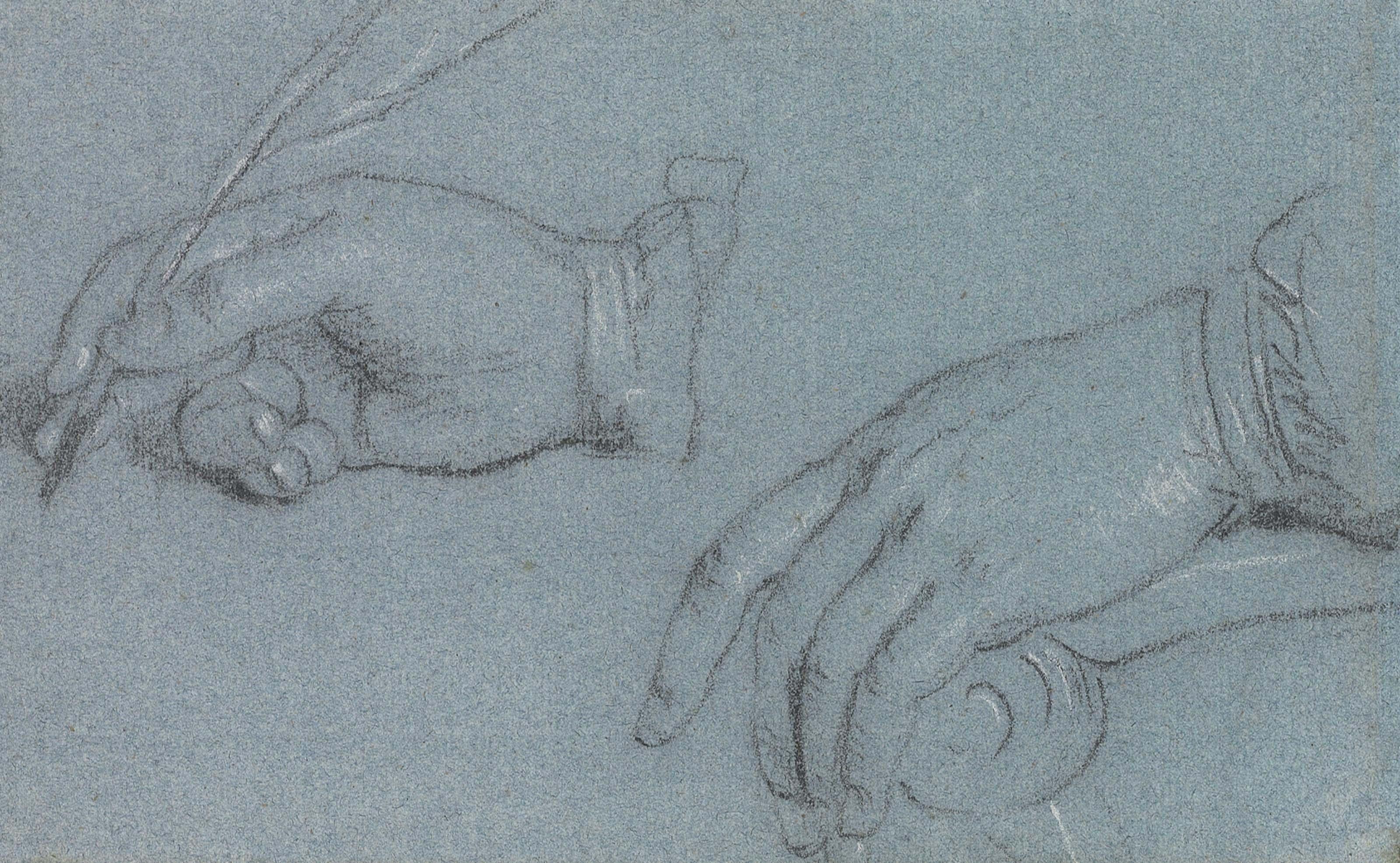 William Hoare of Bath, R.A. - Study of hands, one holding a quill pen