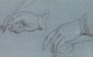 William Hoare of Bath, R.A. - Study of hands, one holding a quill pen