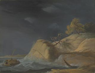 William Hodges, R.A. - A storm on the Ganges, with a Bengal country boat in a swell