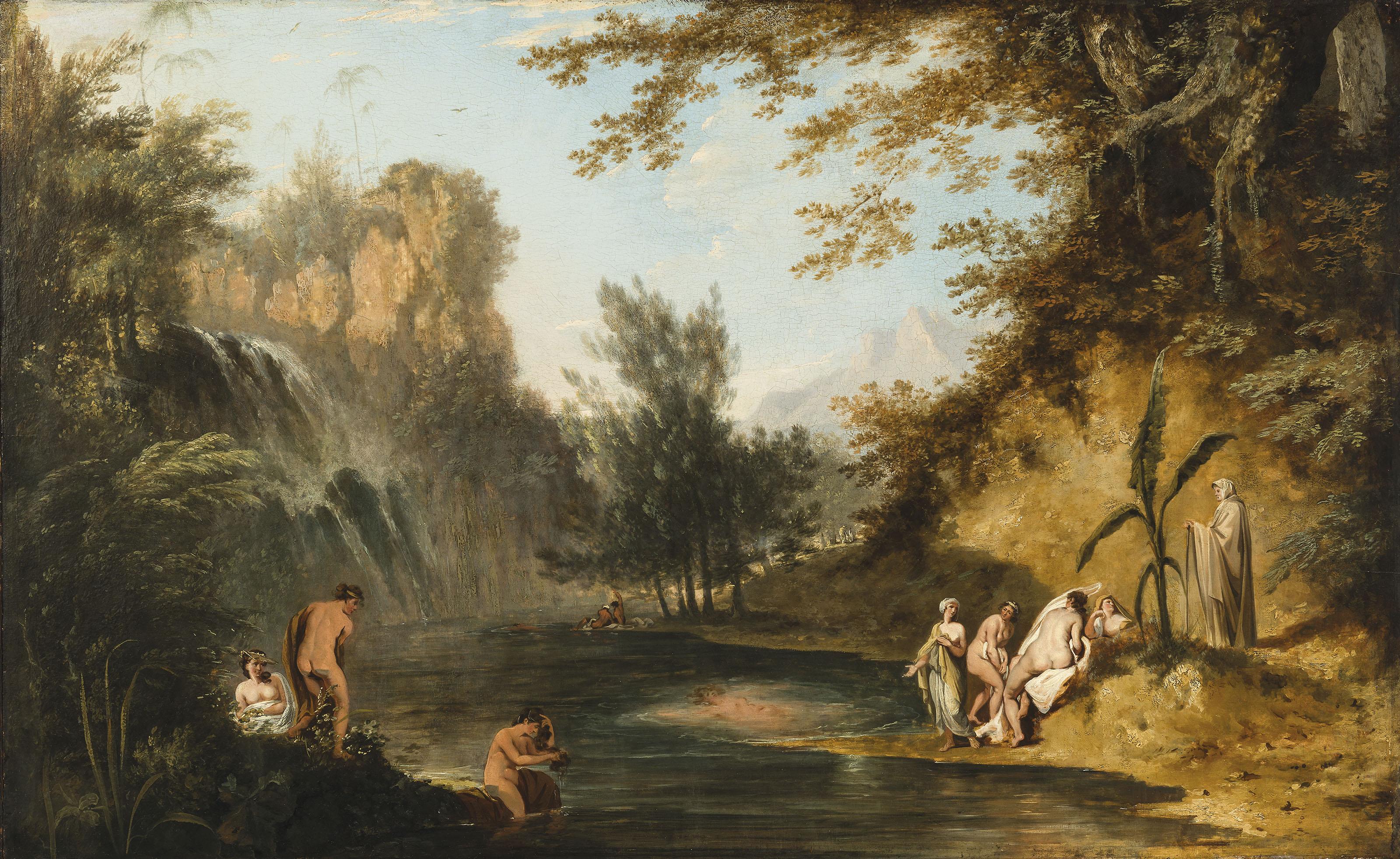 William Hodges, R.A. - A waterfall in the Tuauru Valley, Tahiti