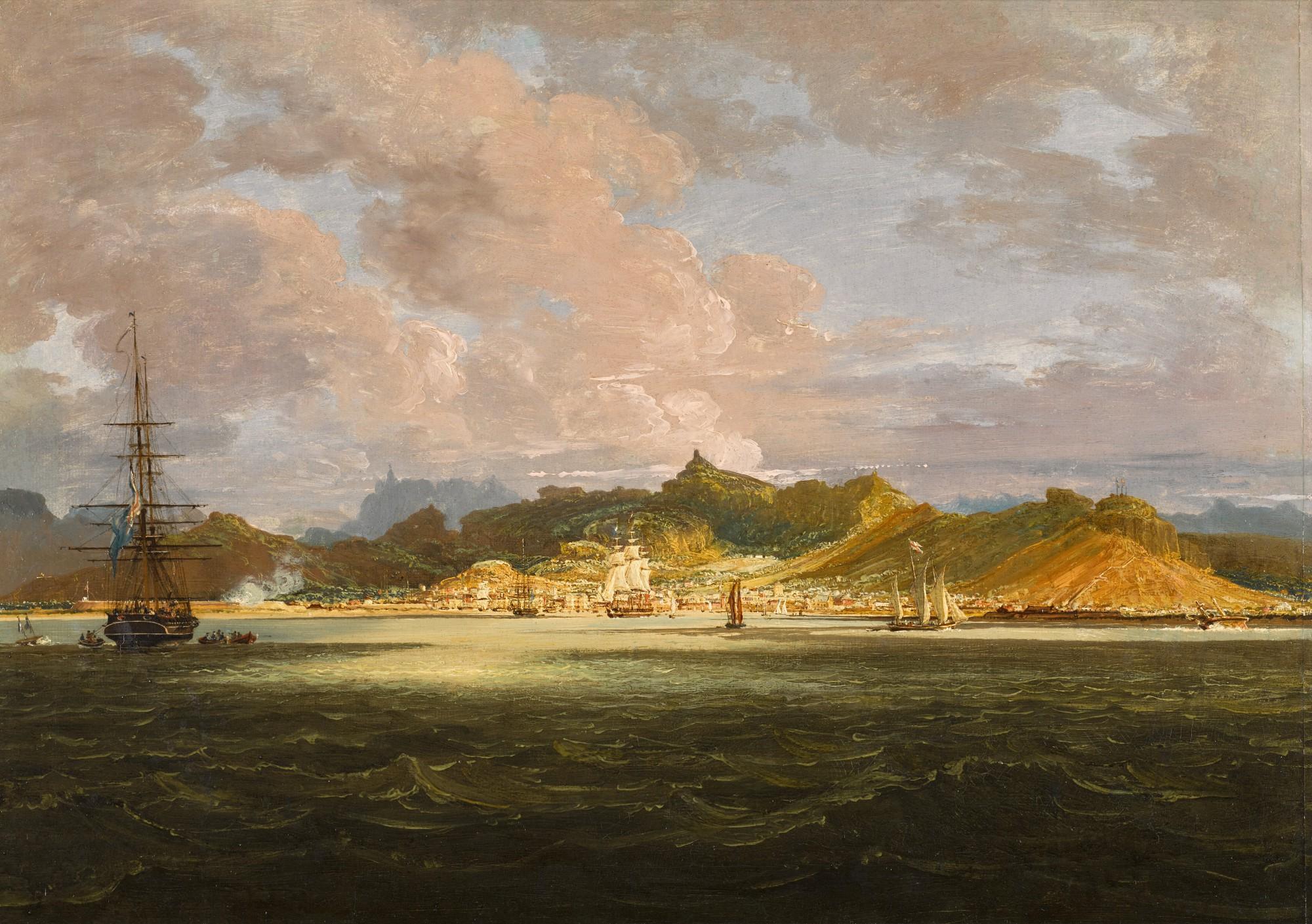 William Hodges, R.A. - View of Port Louis, Mauritius from the sea