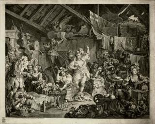 William Hogarth - Strolling Actresses dressing in a Barn (Paulson 150)