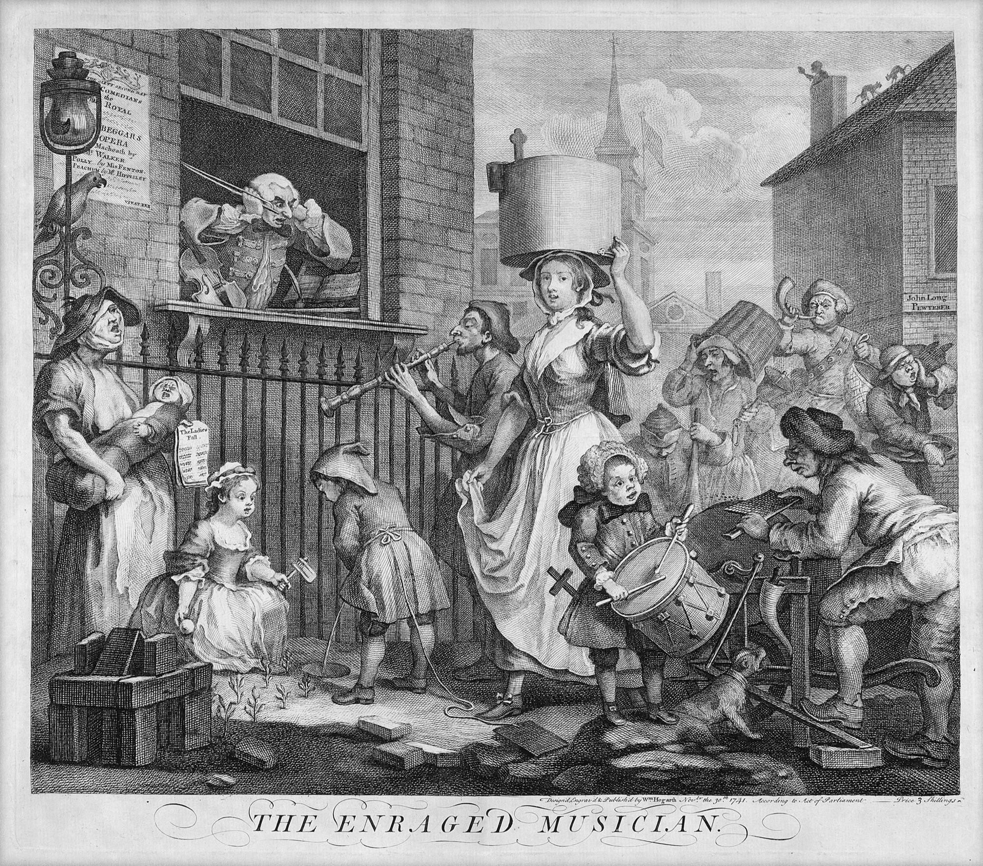 William Hogarth - The enraged Musician.