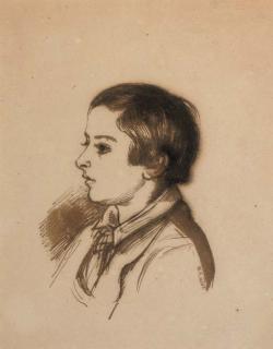William Holman Hunt, A.R.S.A., R.S.W., H.R.W.S. - Portrait of Arthur Henry Giles, Aged Twelve, Bust-Length