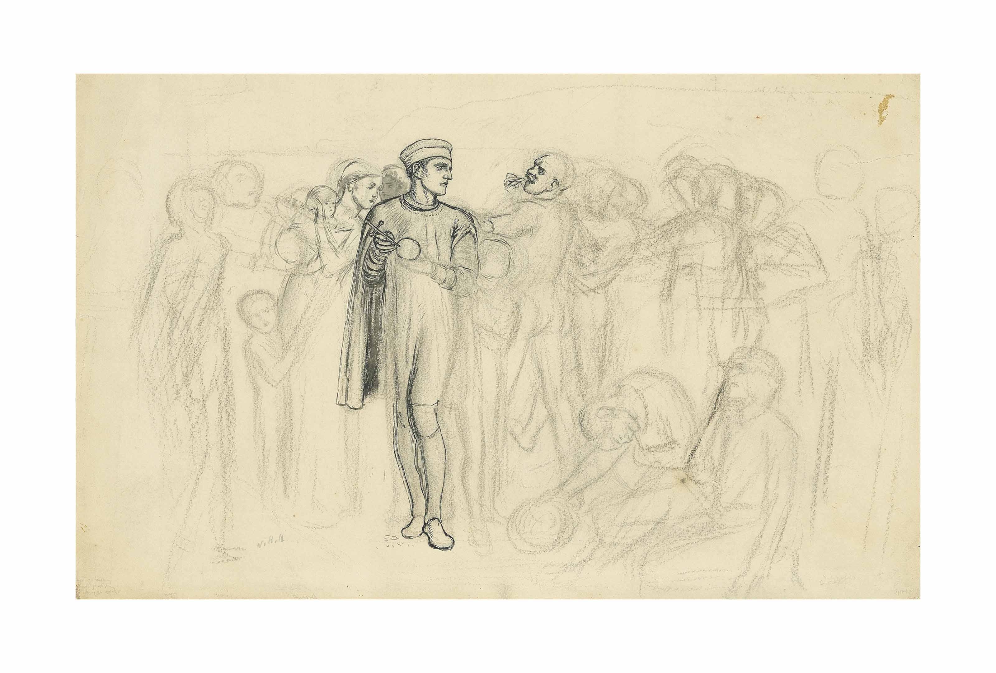 William Holman Hunt, O.M., R.A. - Columbus jeered at while propounding his theory of the round earth, orange in hand