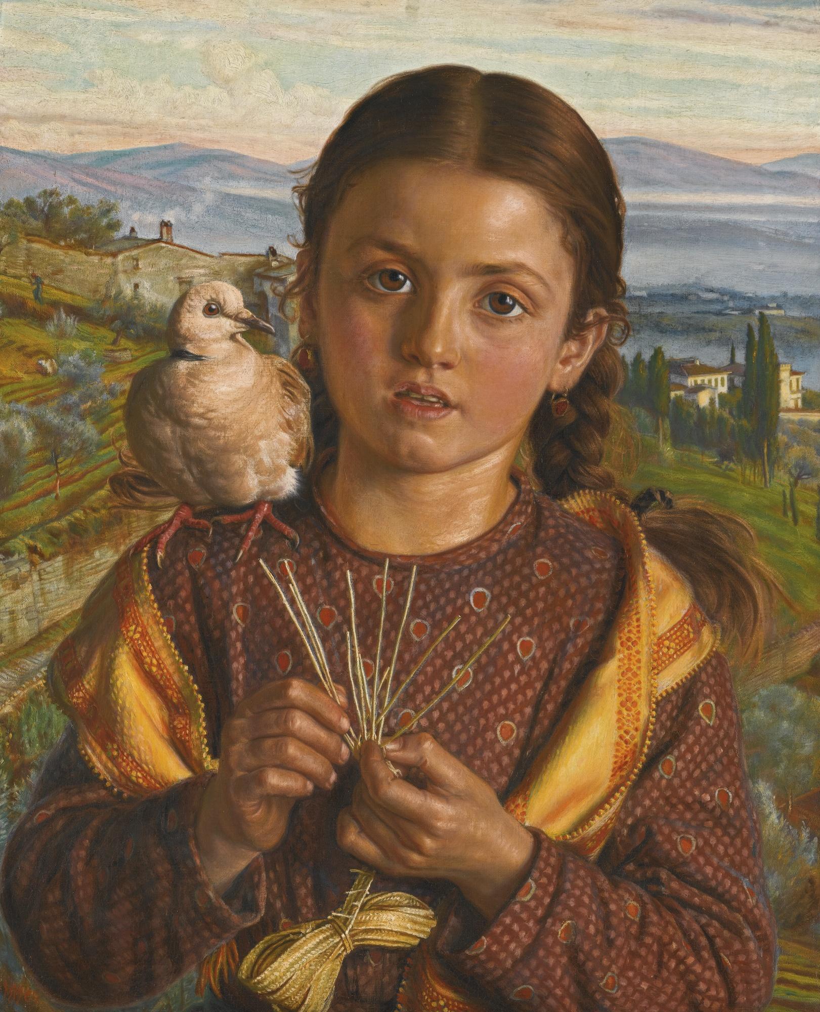 William Holman Hunt, O.M., R.W.S., A.R.S.A. - Tuscan Girl Plaiting Straw