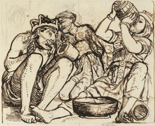 William Holman Hunt, O.M., R.W.S. - Kings carousing; and The Beggar Maid, a design for Moxon\'s Tennyson