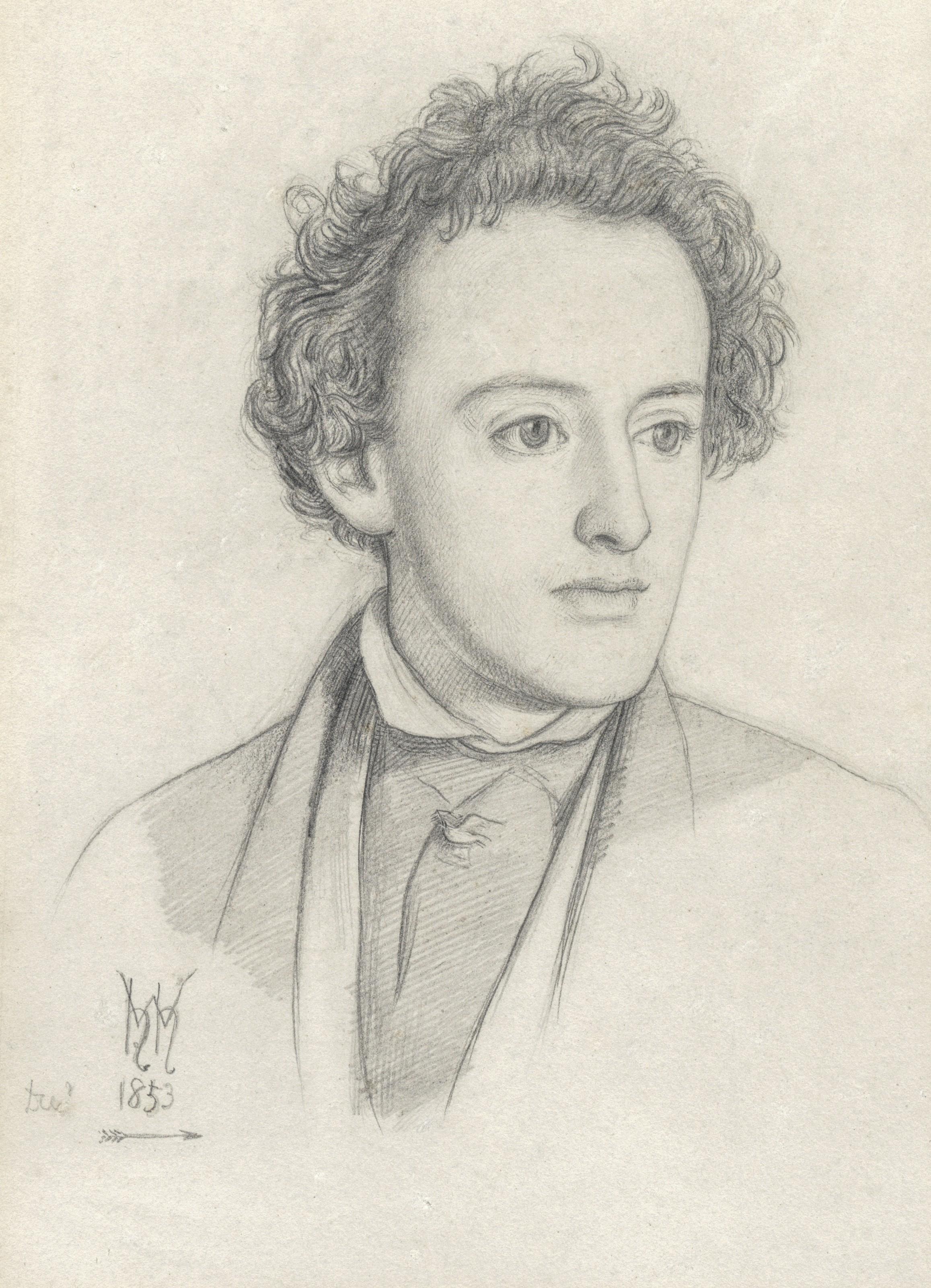 William Holman Hunt, O.M., R.W.S. - Portrait head of Sir John Everett Millais (1829-1896)