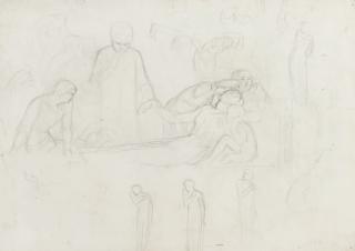 William Holman Hunt, O.M., R.W.S. - Two studies for \'One Step to the Deathbed\' and for \'The Flight of Madeline and Porphyro\'