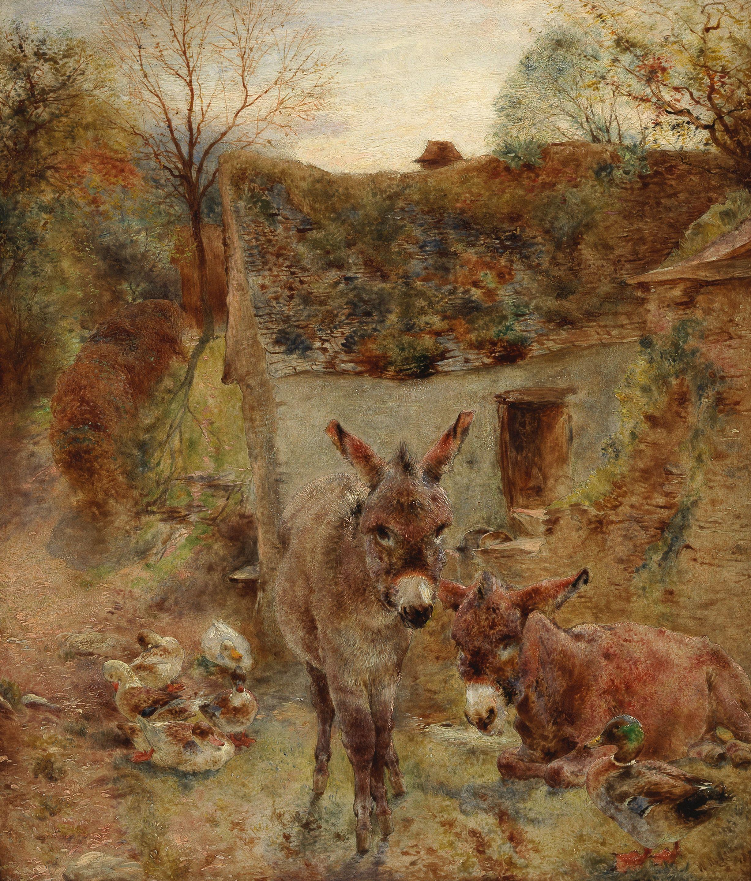 William Huggins - Donkeys and ducks