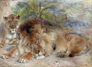 William Huggins - Lion and lioness