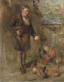 William Huggins - Self Portrait of The Artist With His Chickens