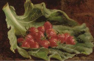 William Hughes - Strawberries On A Leaf