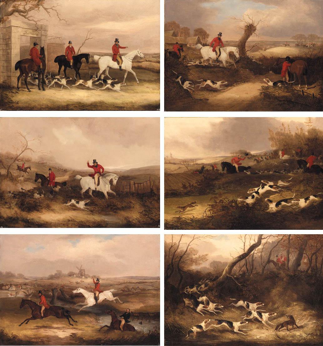 William J. Shayer - Going out of Kennels; Moving Off; Casting for Scent; Gone Away; Full Cry; and Nearing the Kill.