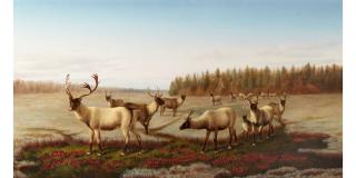 William Jacob Hays Sr. - Caribou 28 x 48 in. framed 32 1/2 x 54 1/2 in.