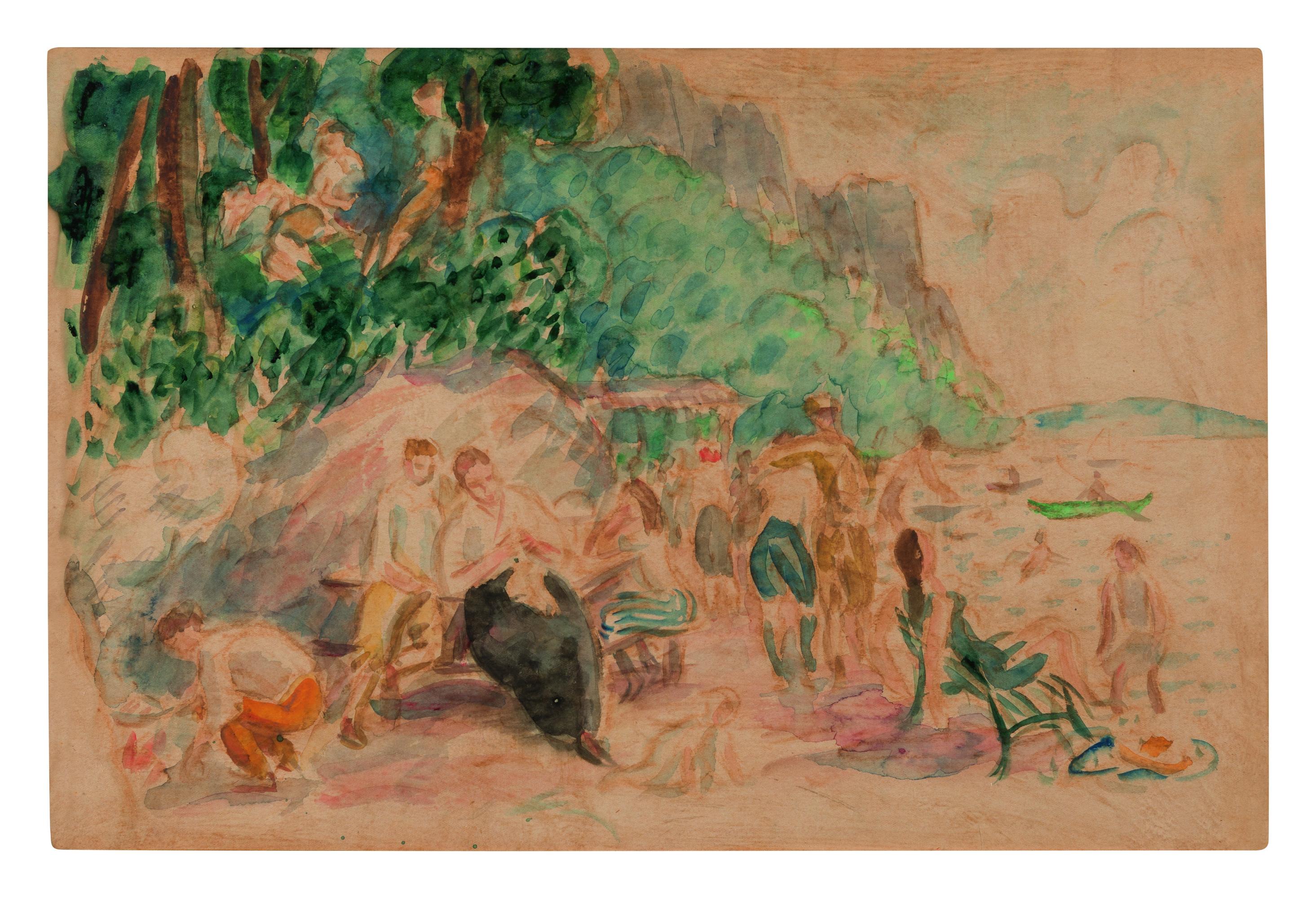 William James Glackens - Bathers (Park By The River)