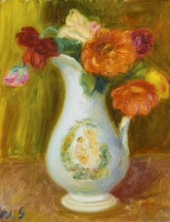 William James Glackens - Flowers In A White Pitcher