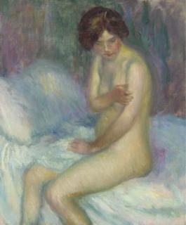 William James Glackens - Nude Sitting On A Bed
