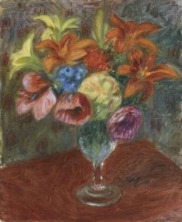 William James Glackens - Poppies, Lillies, & Blue Flower