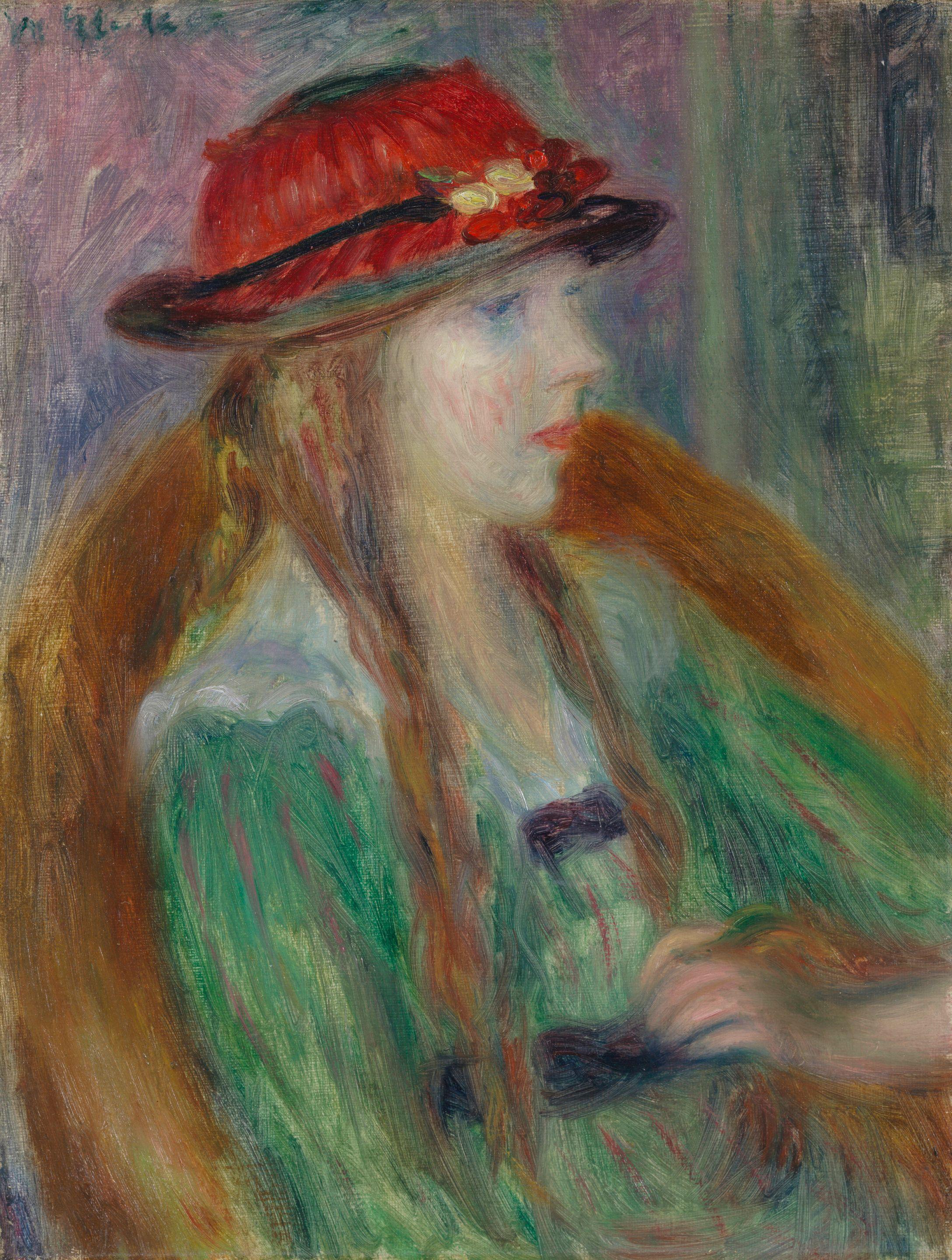 William James Glackens - Young Girl in Red Hat
