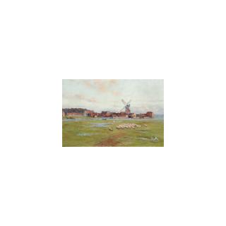William James Laidlay - Sheep Grazing, Cley, Norfolk