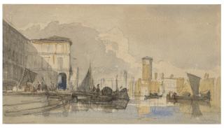 William James Müller - View of Venice (recto); Figure study (verso)