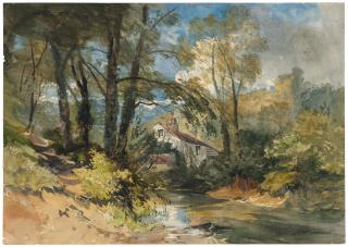 William James Muller - A cottage in a wood