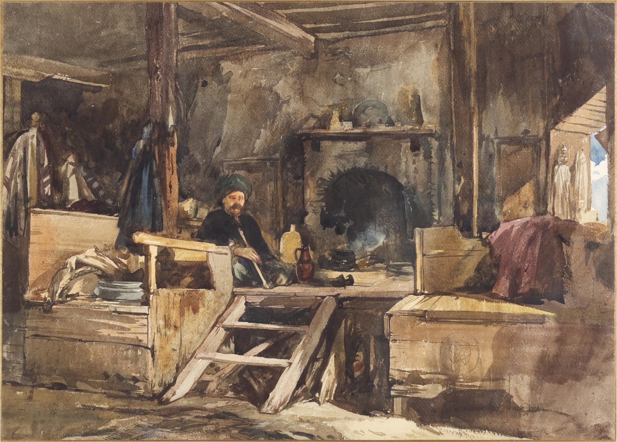 William James Muller - A seated man in an interior, Asia Minor