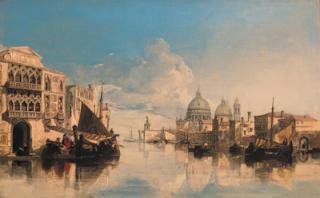 William James Muller - A Venetian capriccio with the Dogana and Santa Maria della Salute
