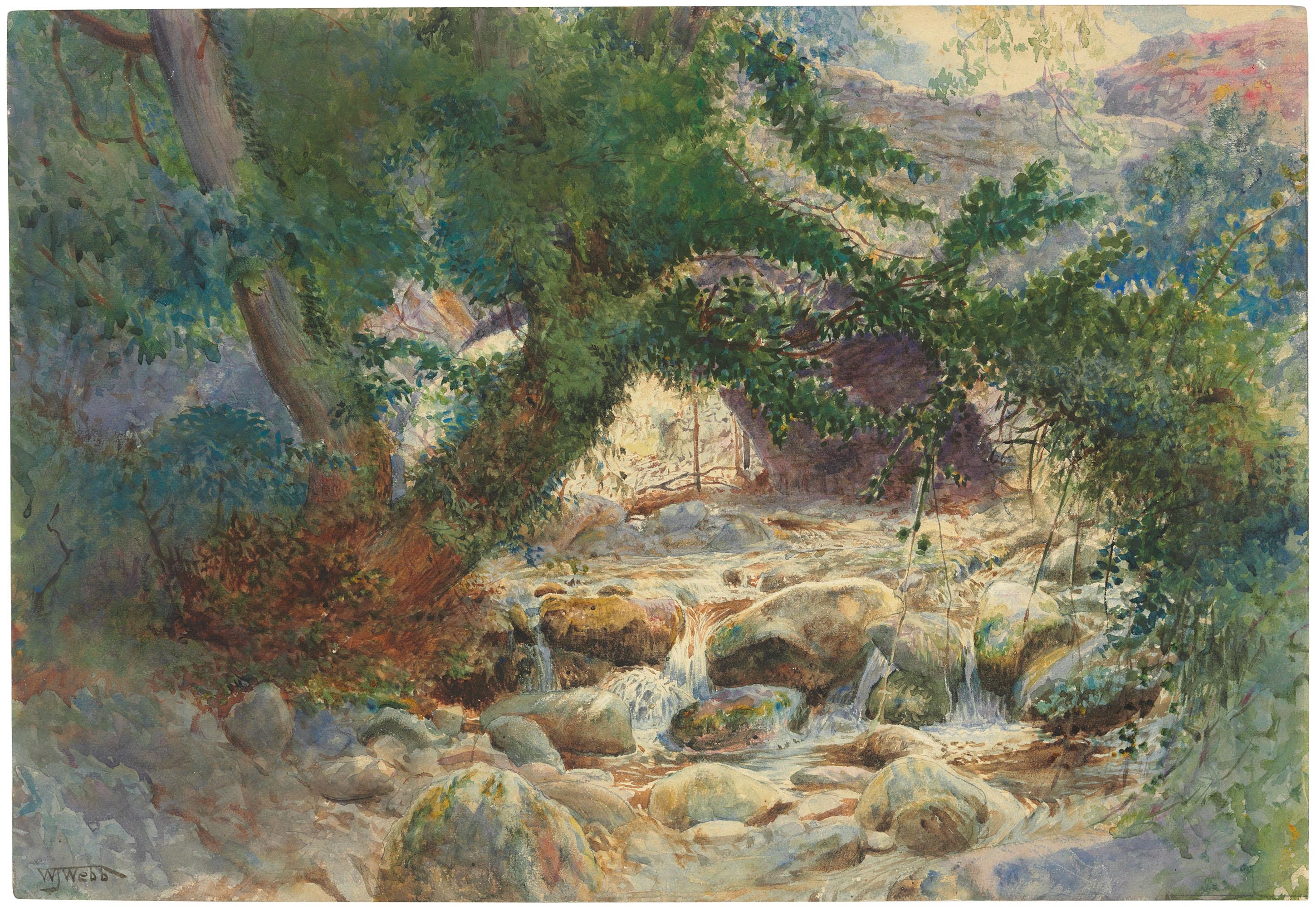 William James Webbe - Rocks and a stream at Dwygyfylchi, North Wales