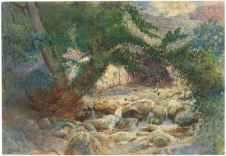 William James Webbe - Rocks and a stream at Dwygyfylchi, North Wales