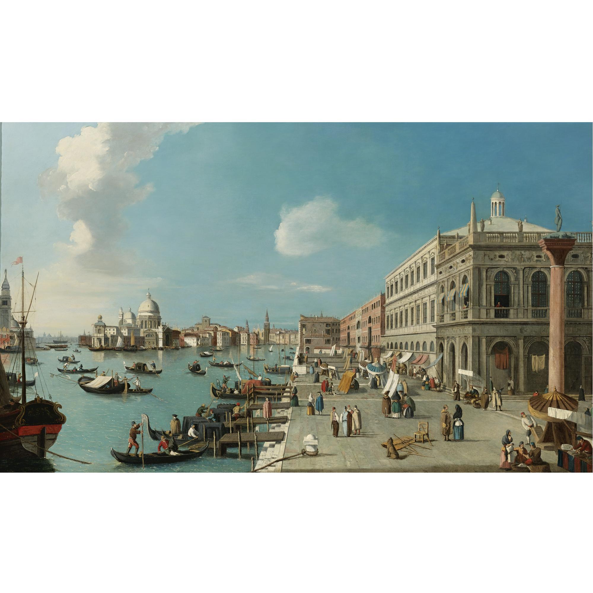 William James - The Molo, Venice: Looking West Towards The Dogana And Santa Maria Della Salute, The Biblioteca Marciana Right