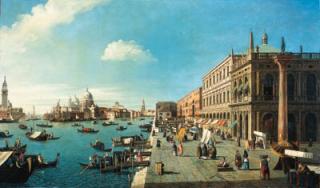 William James - The Riva degli Schiavoni looking south-west towards the entry to the Grand Canal, the Dogana and Santa Maria della Salute