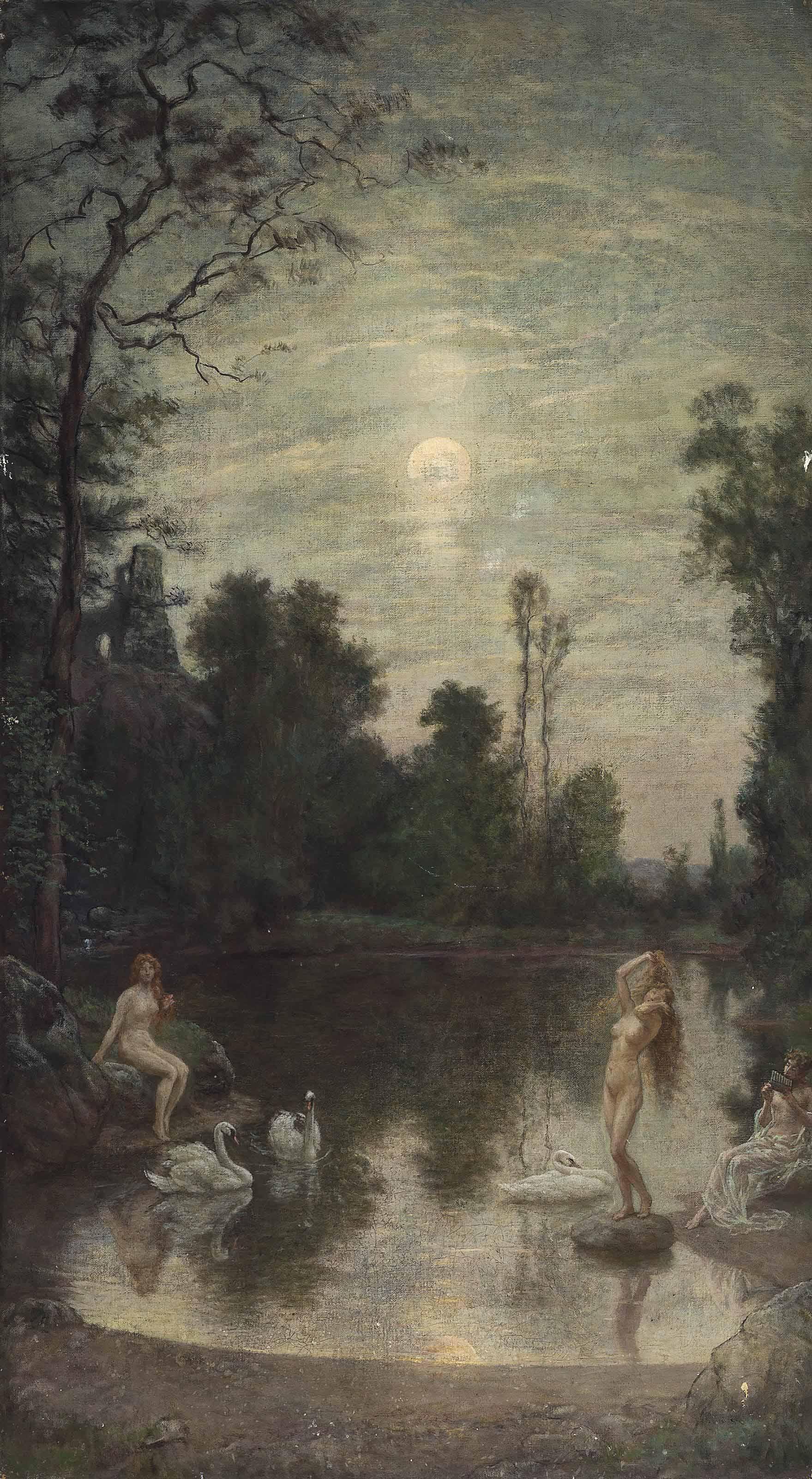 William John Hennessy, R.O.I., P.S., N.A. - The Three Beauties By Moonlight