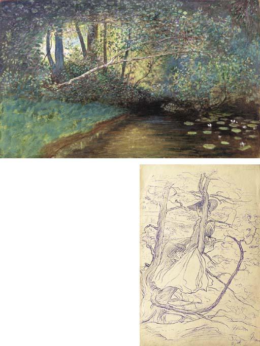 William John Hennessy - A sketchbook of sixty-nine landscape and figure drawings including views of Epping Forest; Golden Hill, Loughton, Essex; Summer Hill and Appledore, Devon