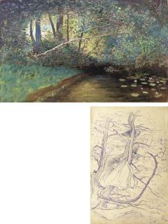 William John Hennessy - A sketchbook of sixty-nine landscape and figure drawings including views of Epping Forest; Golden Hill, Loughton, Essex; Summer Hill and Appledore, Devon
