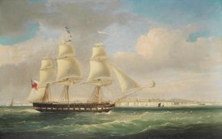 William John Huggins - A frigate signalling her number off Ramsgate