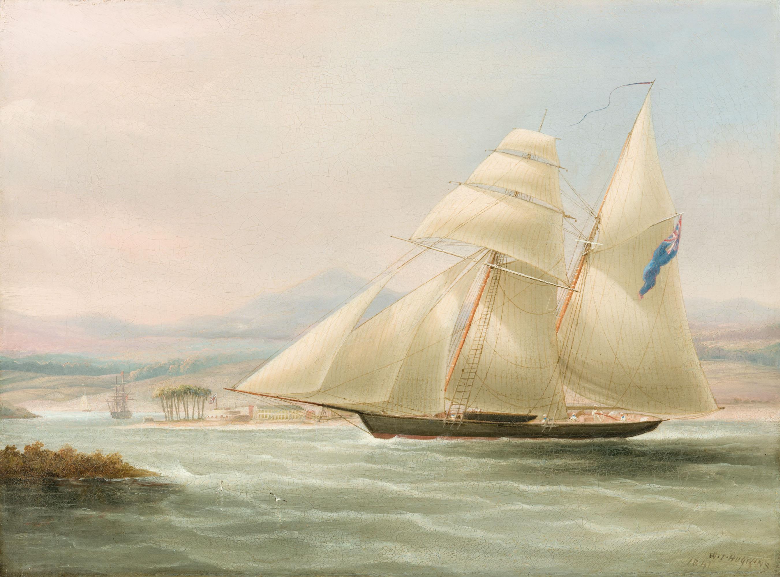 William John Huggins - A Royal Navy schooner off Port Royal, Kingston, Jamaica