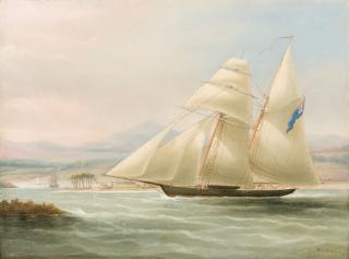 William John Huggins - A Royal Navy schooner off Port Royal, Kingston, Jamaica
