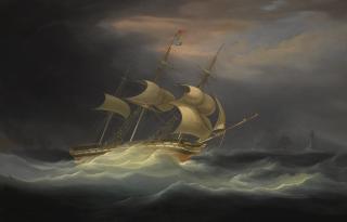 William John Huggins - An East Indiaman In A Storm Off The Eddystone Lighthouse