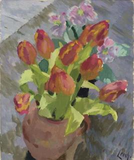 William John Leech - Tulips in a vase