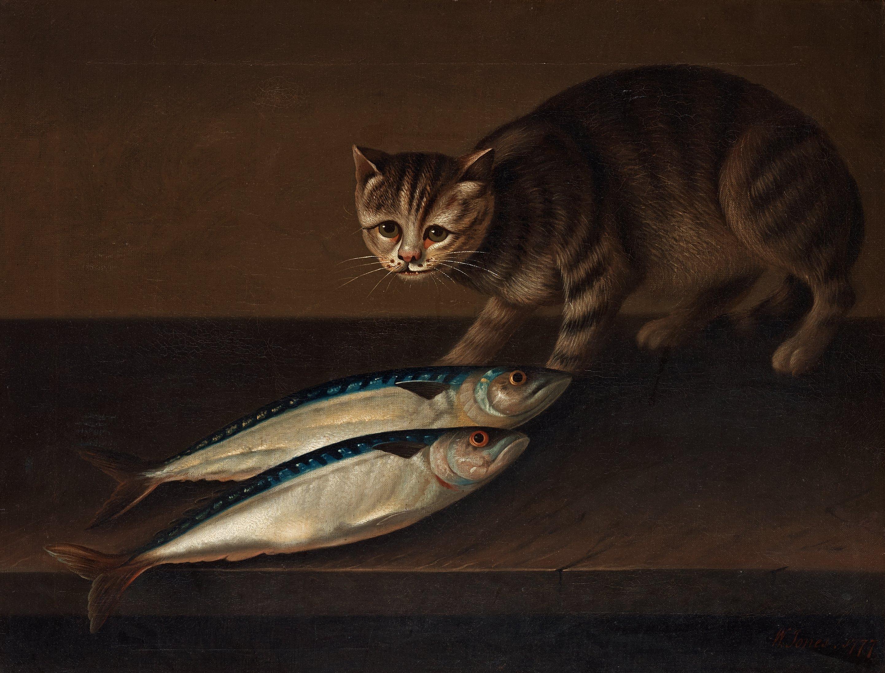 William Jones of Bath - A cat with two fish