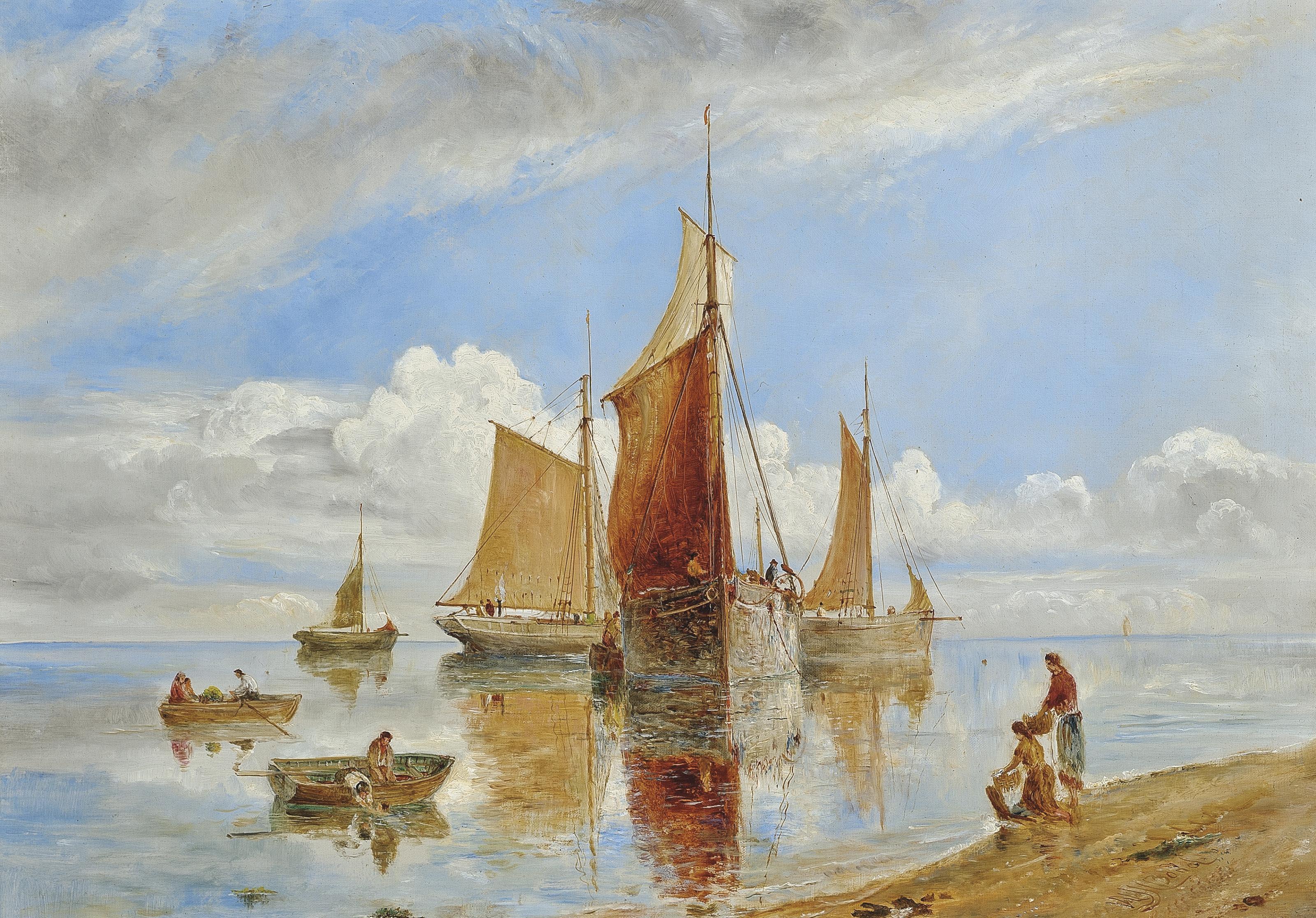 William Joseph J.C. Bond - Fishing boats drying their sails at the end of the day