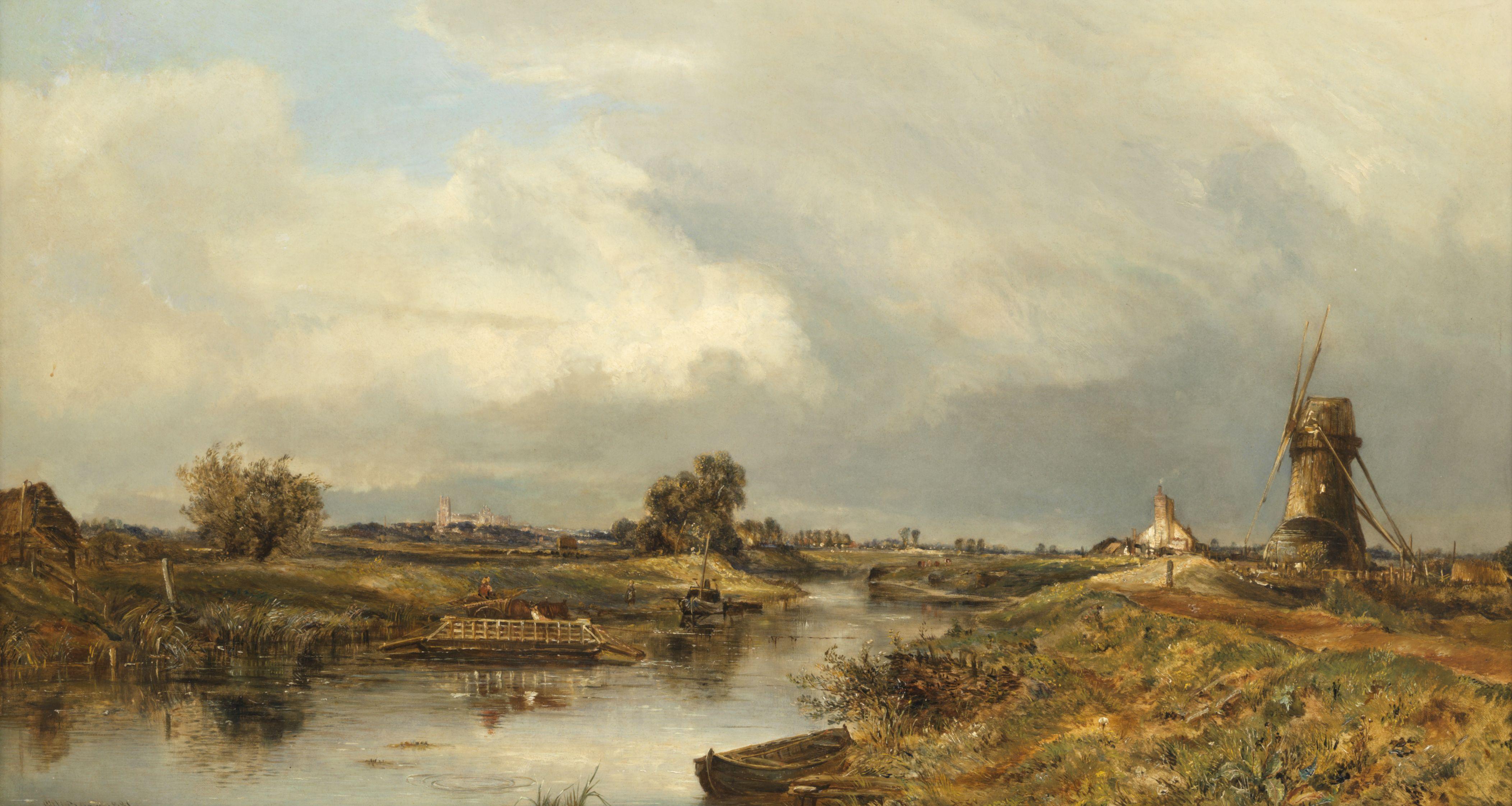William Joseph Julius Caesar Bond - An extensive landscape view of the River Great Ouse, with a distant view of Ely Cathedral