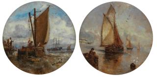 William Joseph Julius Caesar Bond - Fishing by the harbour; leaving the harbour, a pair