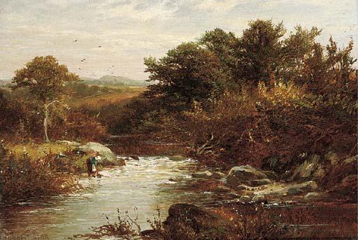 William Joseph King - A figure fetching water from a river