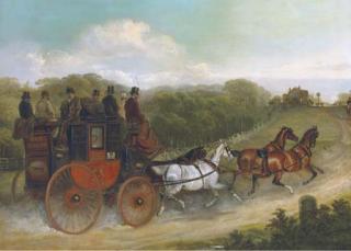 William Joseph Shayer Jun. - The Red Rover Approaching An Inn