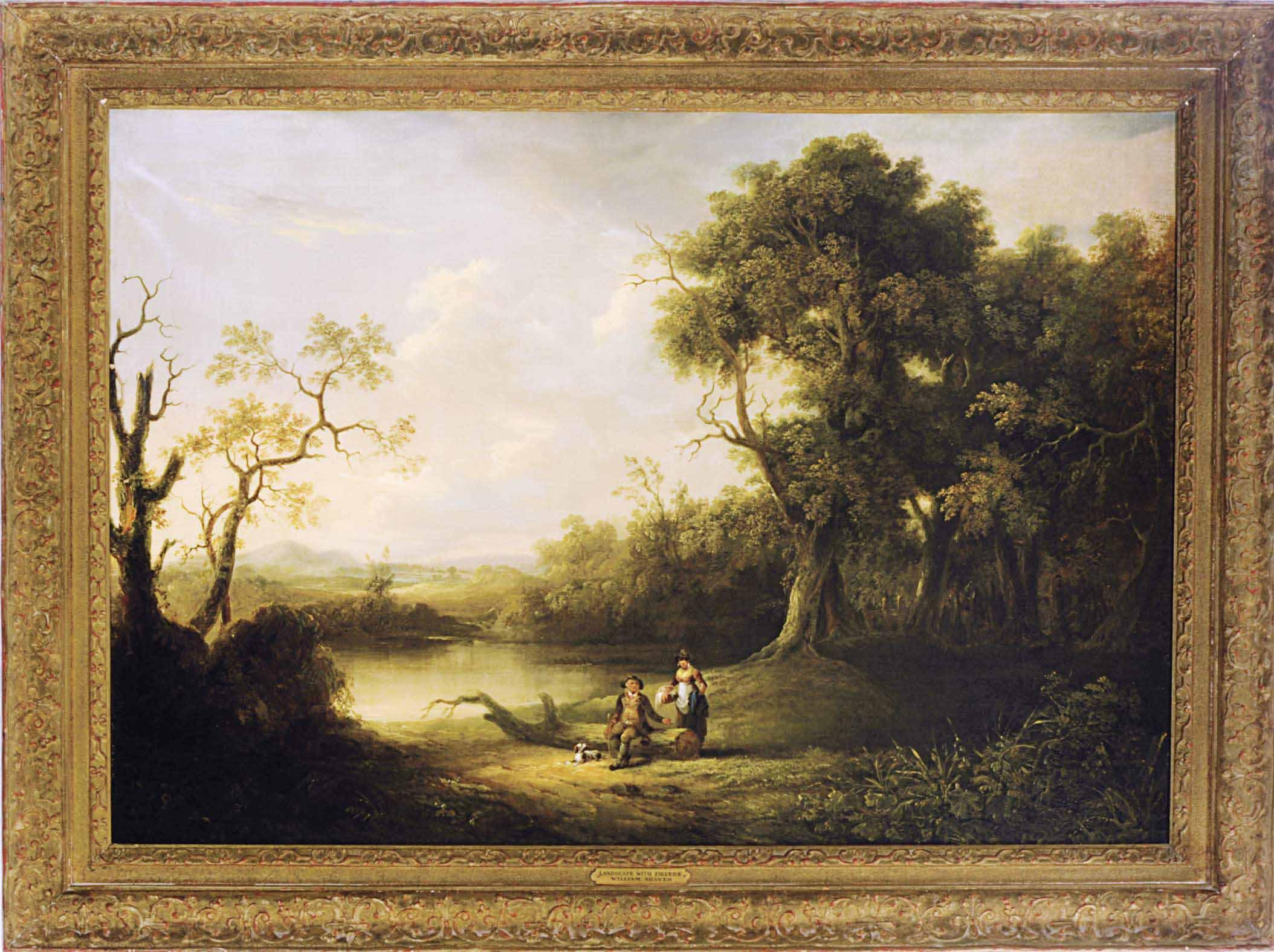 William Joseph Shayer - A couple and dog by the river