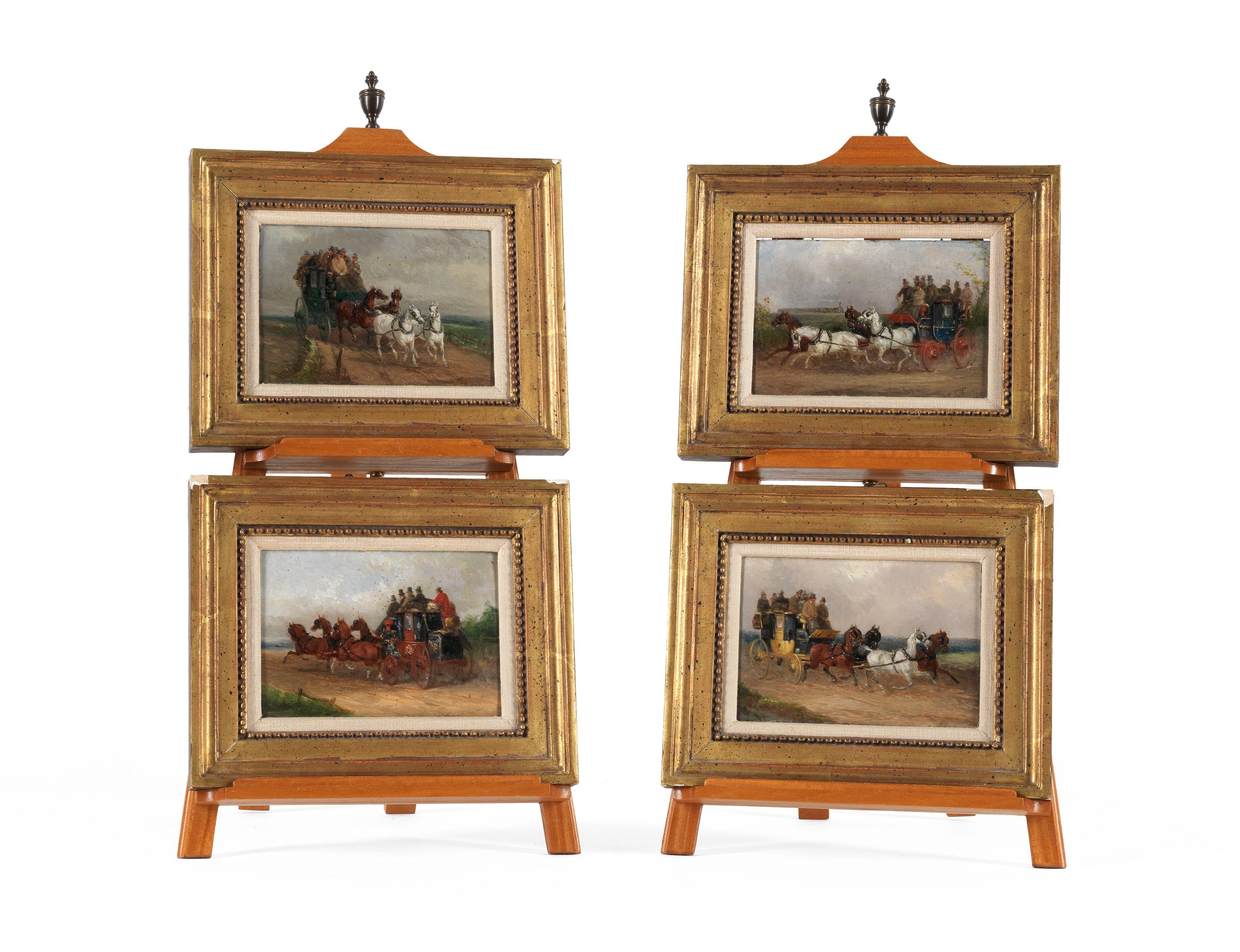 William Joseph Shayer - A group of 4 coaching scenes